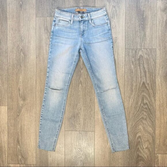Anthropologie Joe's Jeans Skinny Jeans Split hem distressed Light wash blue 25 - Picture 3 of 16